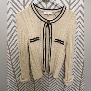 Frame Denim Ivory Cardigan with Dark Trim